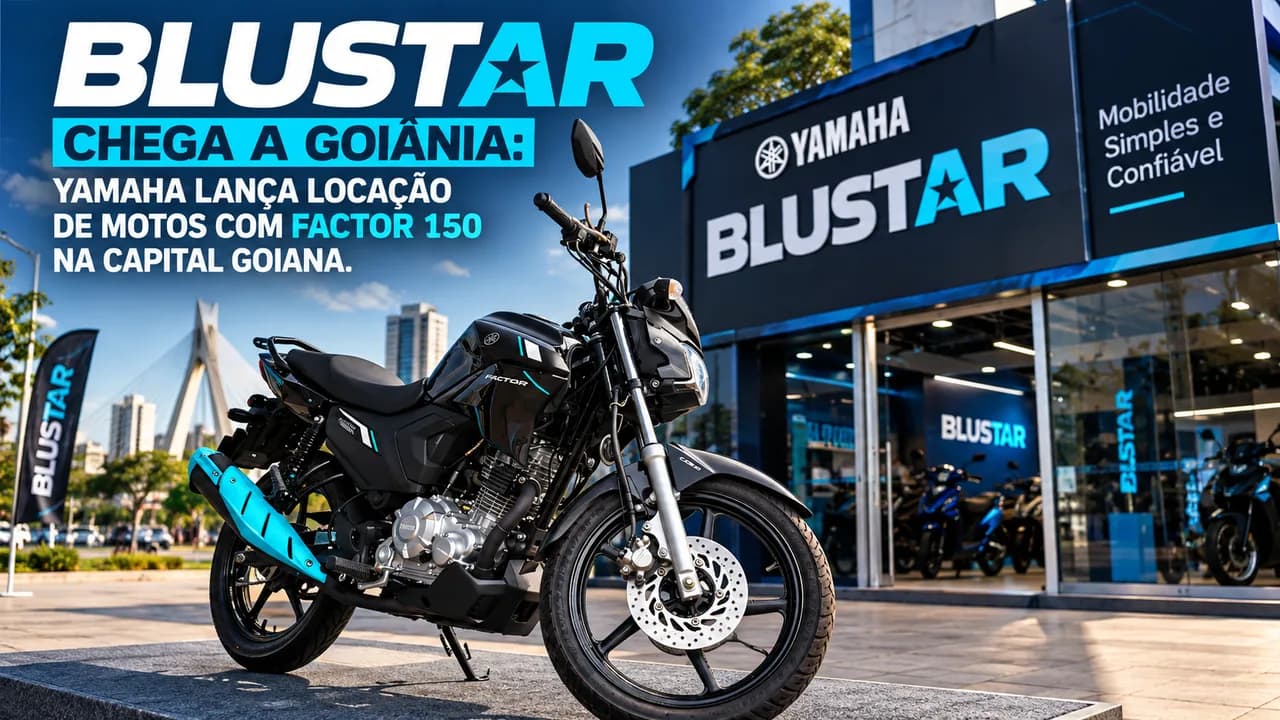 Yamaha Factor 150 Blustar estacionada em calçada de Goiânia ao sol, sem piloto