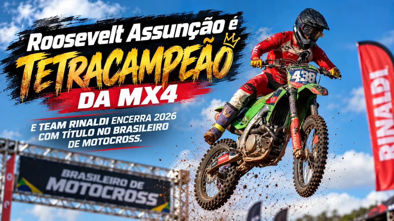 Roosevelt Assunção é tetracampeão da MX4 e Team Rinaldi encerra 2026 com título no Brasileiro de Motocross