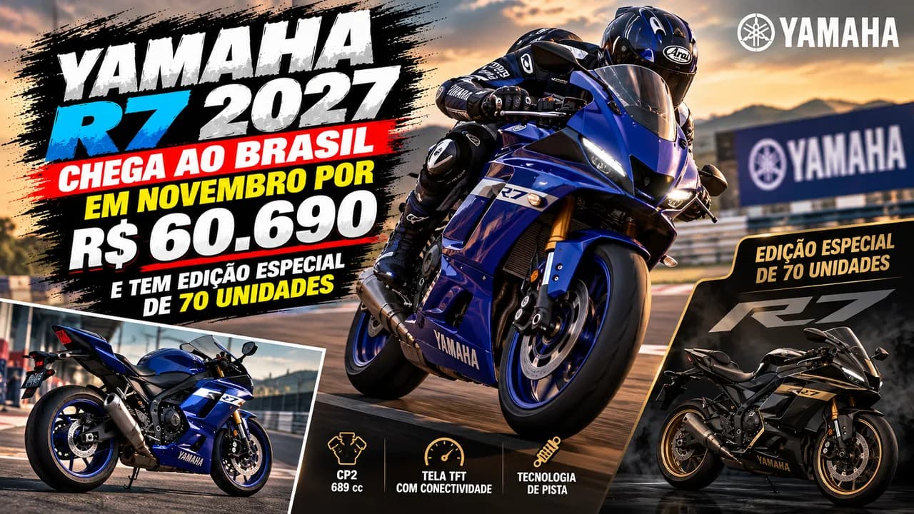 Yamaha R7 2027 chega ao Brasil em novembro por R$ 60.690 - e tem edição especial de 70 unidades