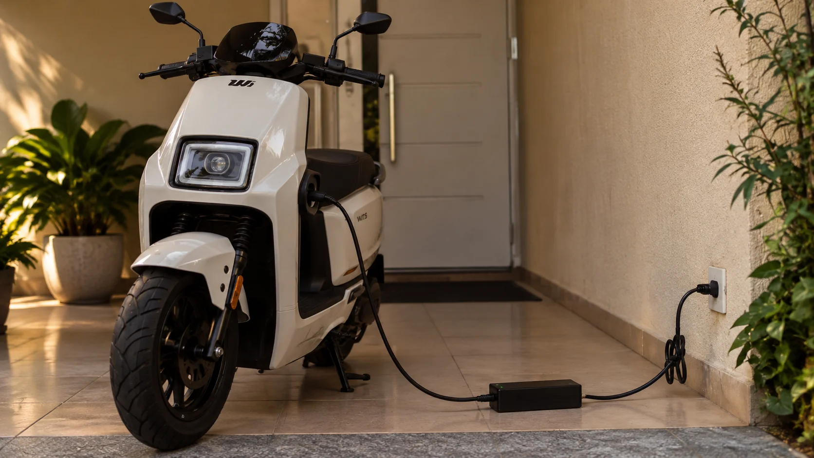 Recarga de moto elétrica em tomada residencial