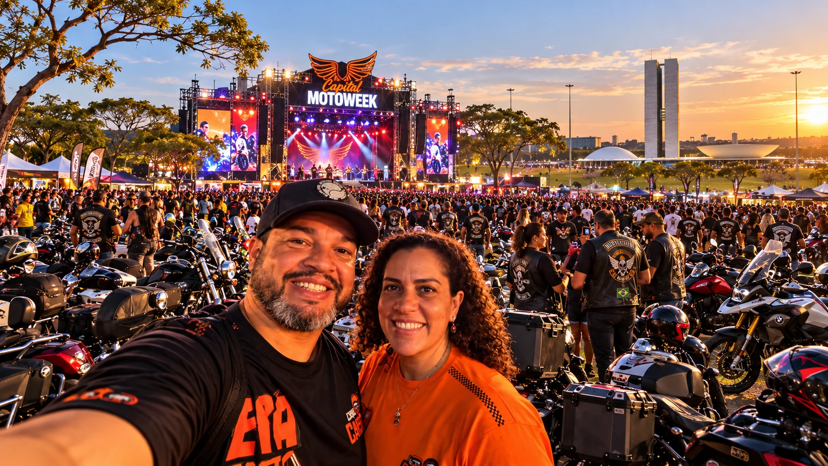 Casal Crepaldi no Capital Moto Week em Brasilia