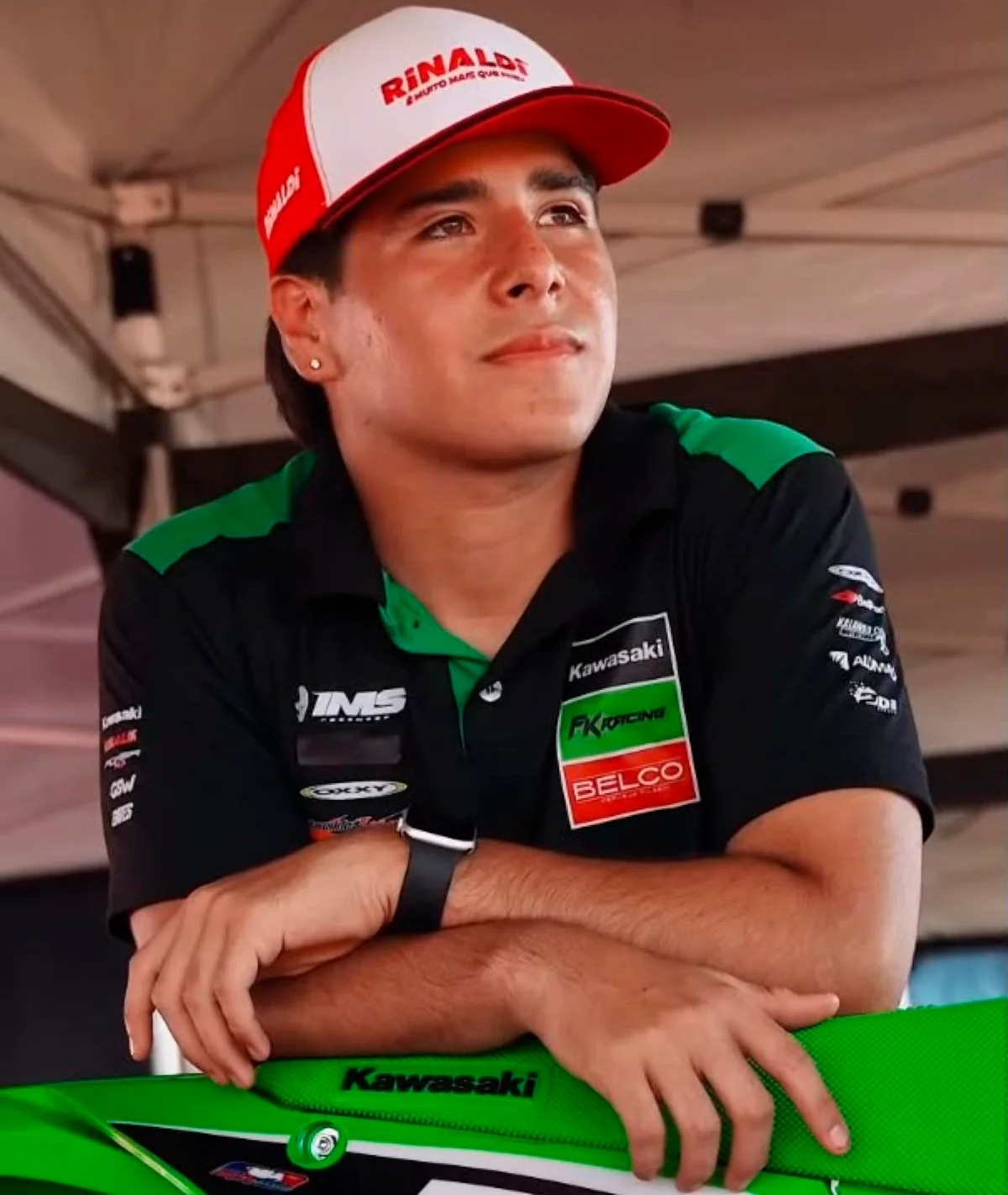 Vasko Durand #79 da FK Rinaldi Kawasaki no pódio da MX2 no Campeonato Latino Americano de Motocross 2026