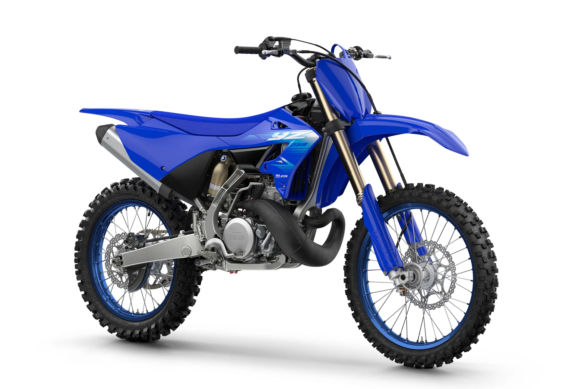 Yamaha YZ250 2027 lateral direita grafismos Icon Blue