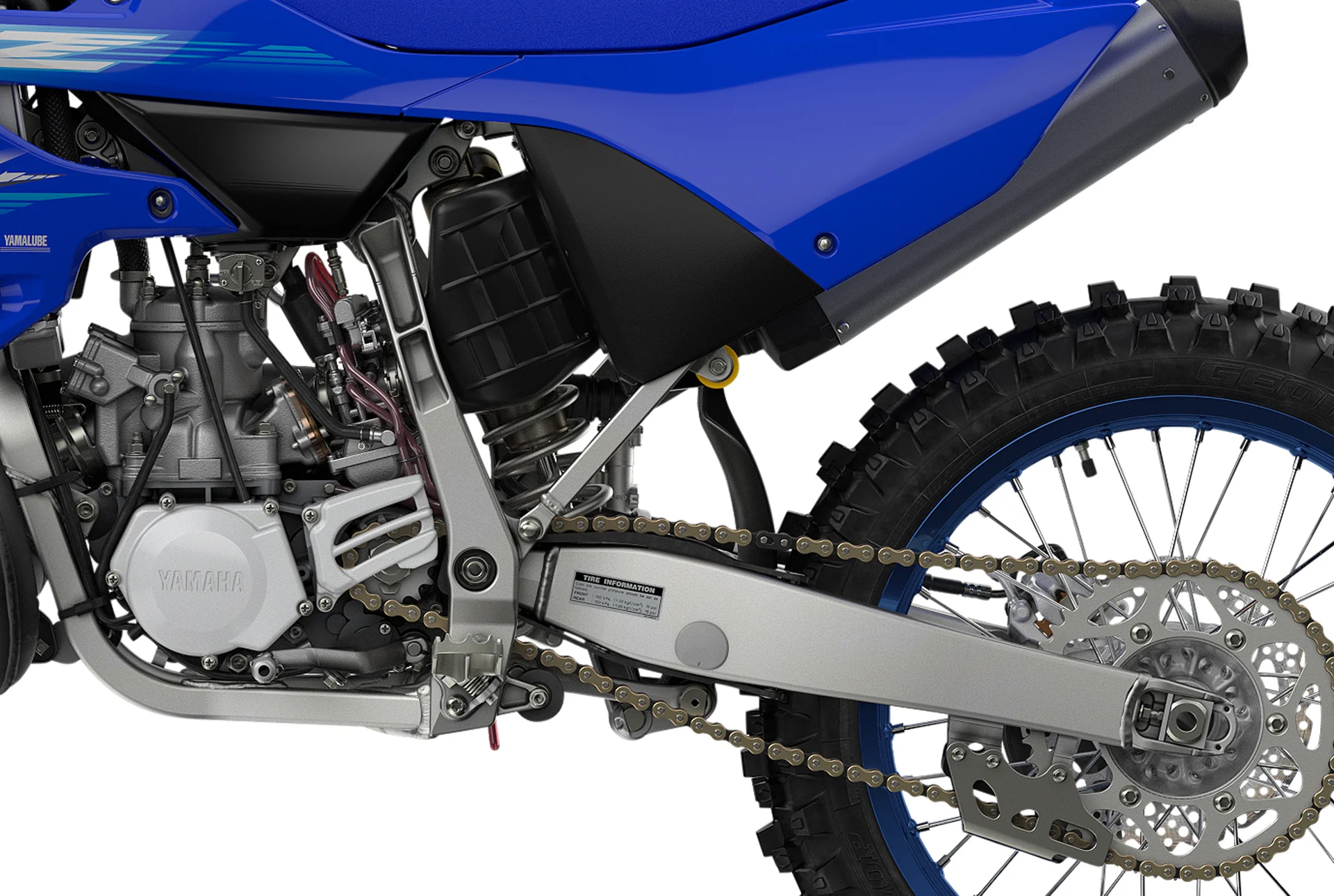 Yamaha YZ250 2027 detalhe traseiro suspensão monocross com link
